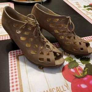 Paul Green- Suede Tan Open Toe Heels